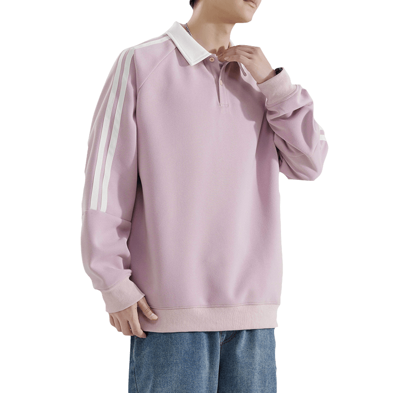 MMOPTOP Men's American Style Polo Sweatshirt Loose Pullover Top 8900 Black L Spring Autumn