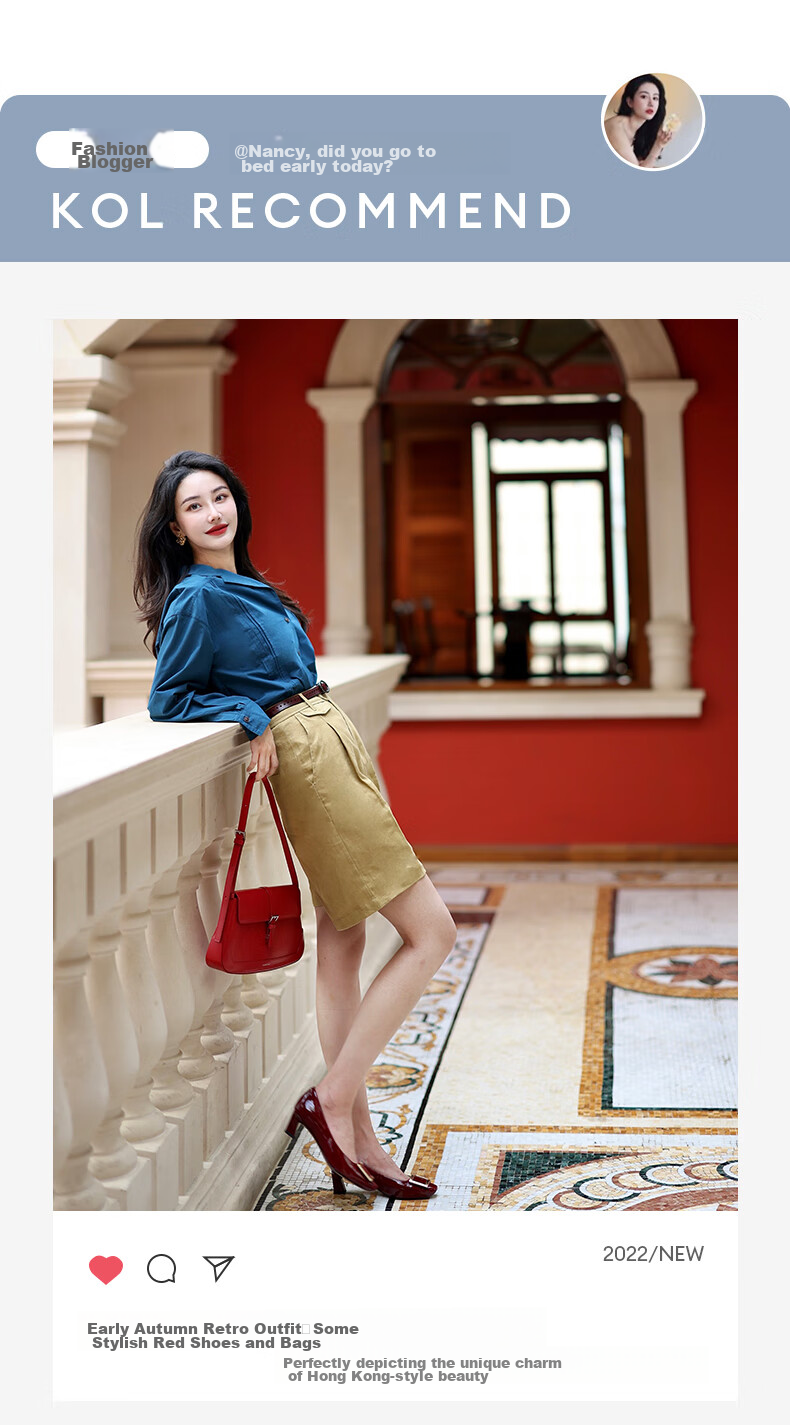 COMELY Women's Single Shoes, Spring New Style, Square Buckle Genuine Leather Versatile Chunky Heel Elegant Patent Leather Commuter High Heels, Milk Tea Color, Size 39 1