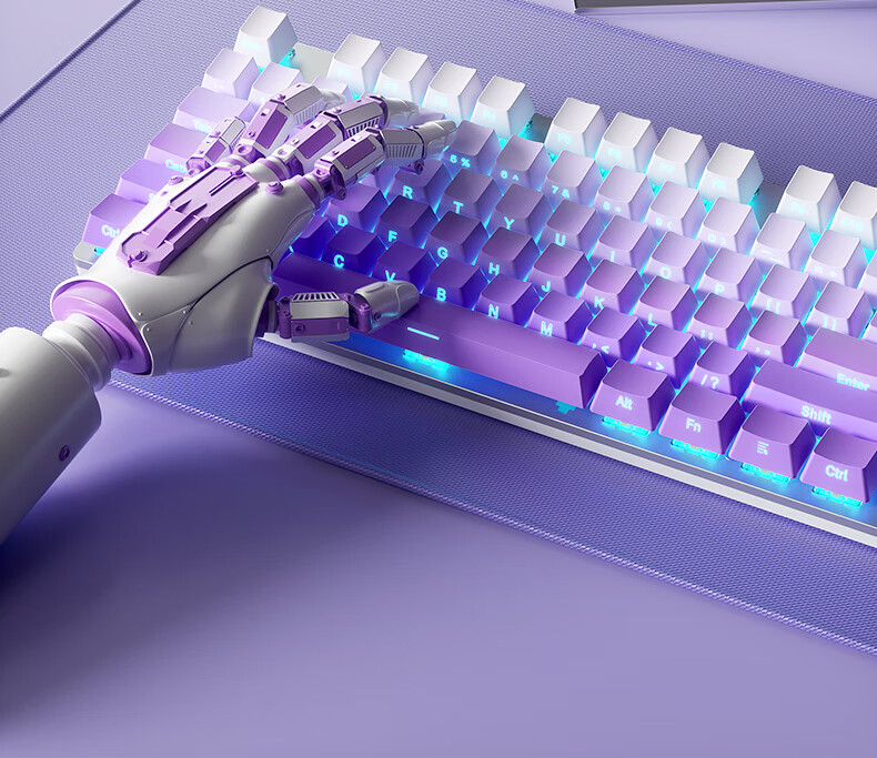 HP Mechanical Keyboard, Wired for Office And Gaming, Desktop And Laptop Use, Side-Engraved Gradient Purple And Blue Switches, 104 Keys 4