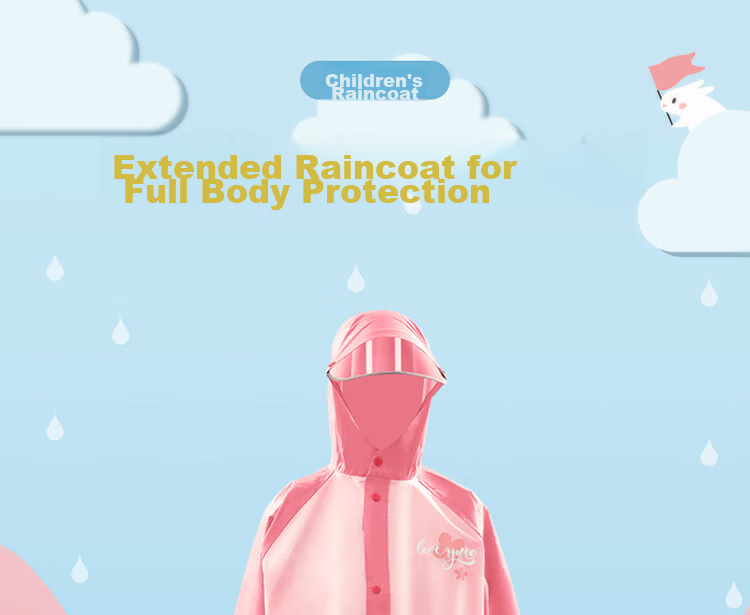 Tiantangsan Outdoor Raincoat Poncho for Single Person, Children's Safety Reflective Striped Raincoat Poncho for Boys And Girls, Pink XL Size 1