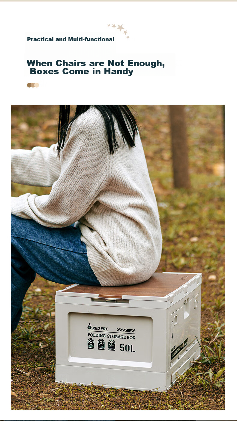 E-Rover Outdoor Storage Box, Camping Folding Box, Camping Organizer Box, Car Trunk Storage Box, Wooden Lid Clothes Storage Box 3
