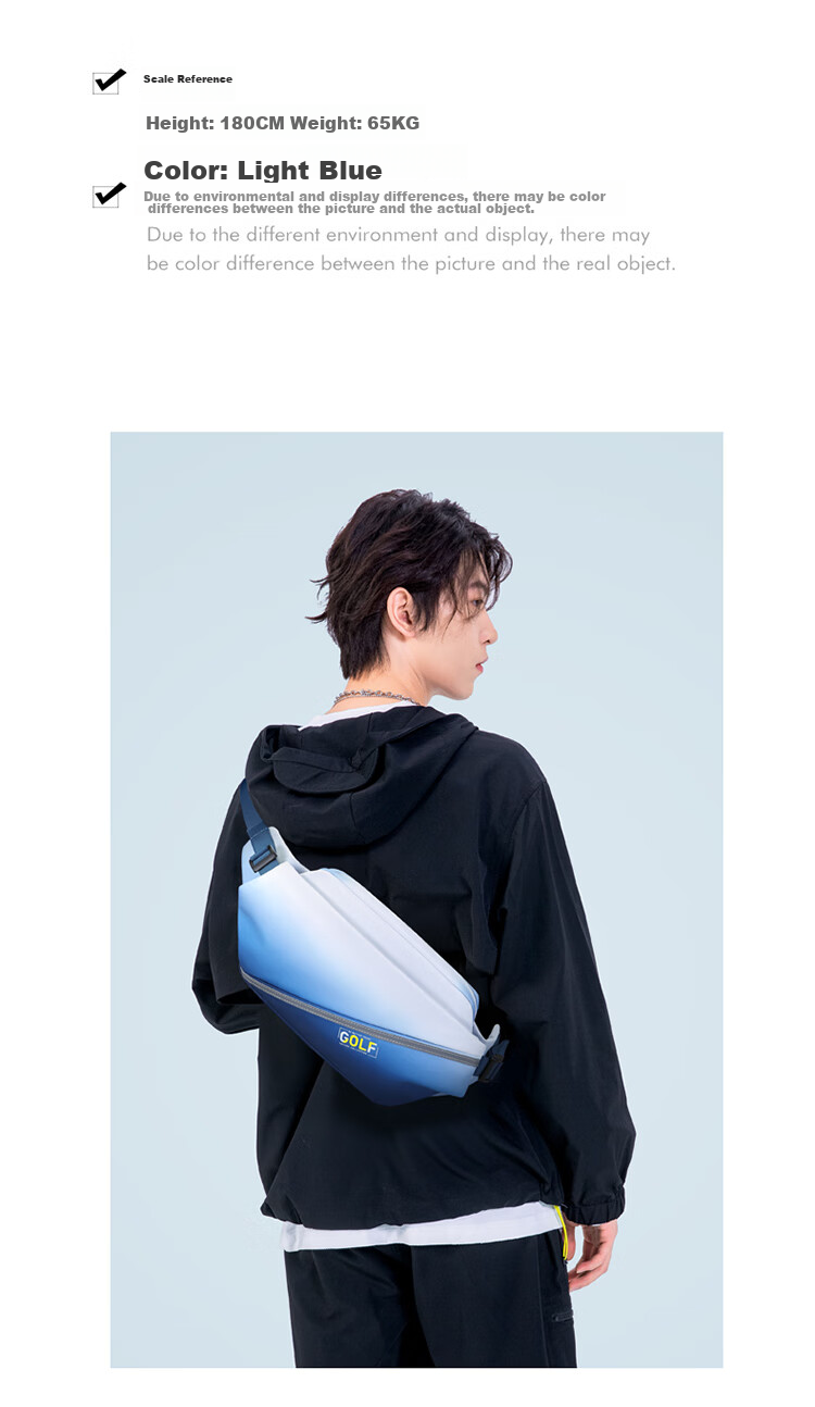 GOLF Trendy Crossbody Bag for Men, Gradient Color Shoulder Bag, Outdoor Sports Waist Pack, Men's Phone Bag, Ink Wash 27