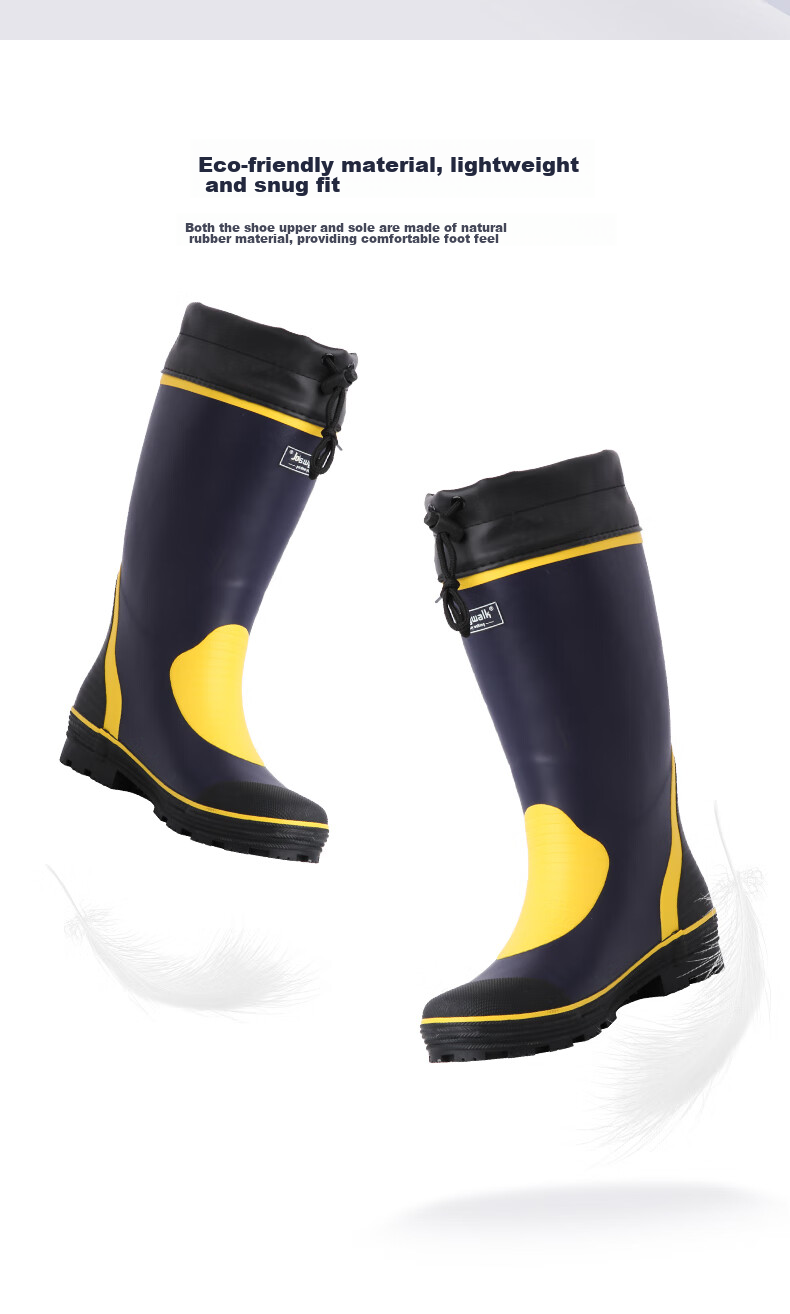 Jolly Walk Water Boots, Rain Boots for Men, High-Top Waterproof Shoes, Long Fishing Boots, Car Washing Waterproof Overshoes, Rubber Shoes JW211 Blue And Yellow 41 5