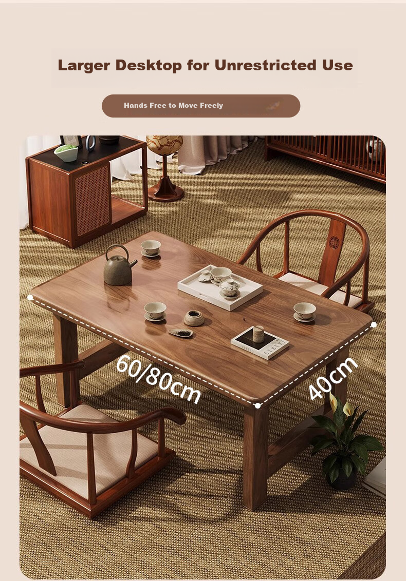 Zhuobo Coffee Table, Tea Table, Bay Window Table, Kang Table, Bedside Table, Small Table, Folding Table BZ52 Walnut Color 60*40cm 3