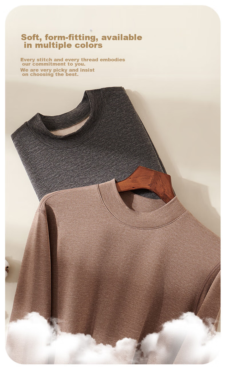 LangSha Men's Wool And Silk Blend Sweater [2026 Autumn/Winter New Arrival], Base Layer, Warm Top, 7A Antibacterial, Fleece-Lined, Heat-Generating 8