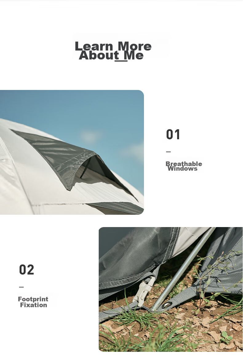 MOBIGARDEN Tent, Outdoor Camping with Snow Flap Three-Person Four-Season Tent Cold Mountain 3PLUS NXZQU61018, Dawn Mist White 14