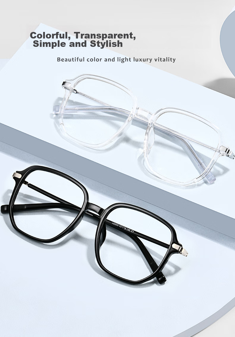 Jingbang Large Frame Myopia Glasses with Blue Light Protection, Transparent Frame Unisex Prescription Photochromic Eyeglasses 10