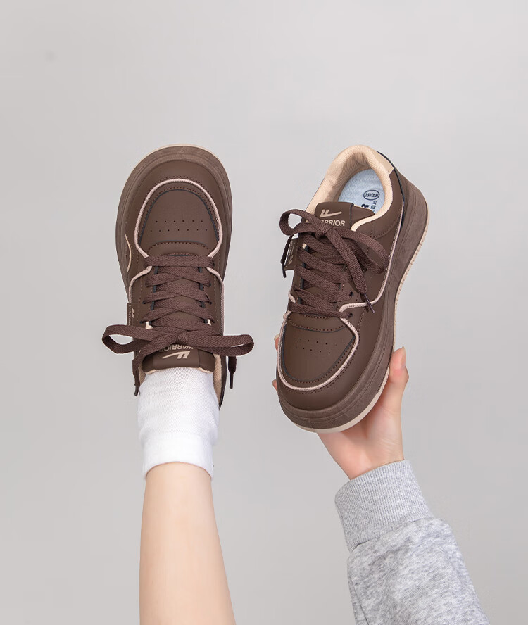 Warrior Women's Thick Sole Sneakers Height Increasing White Casual Sports Shoes J873Z Beige/White 36 10