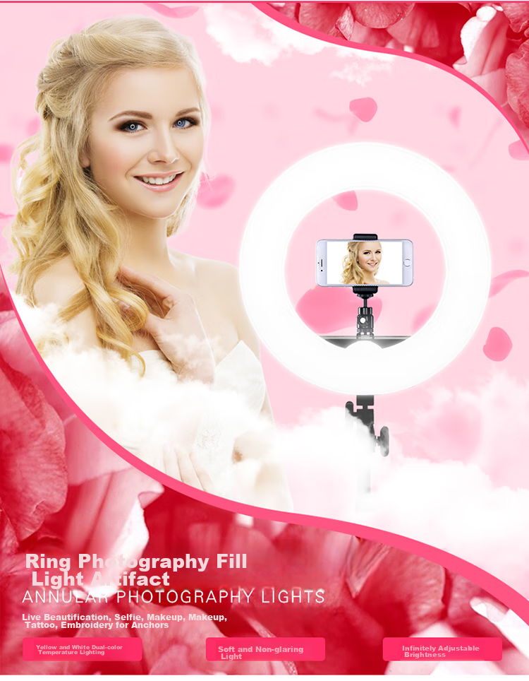 Hakutatz 55cm Live Streaming Fill Light, Beauty Enhancing, Skin Softening, Face Slimming LED Ring Light, TikTok Influencer Photography Lighting Equipment, Floor-Standing, Professional Photography Use 2
