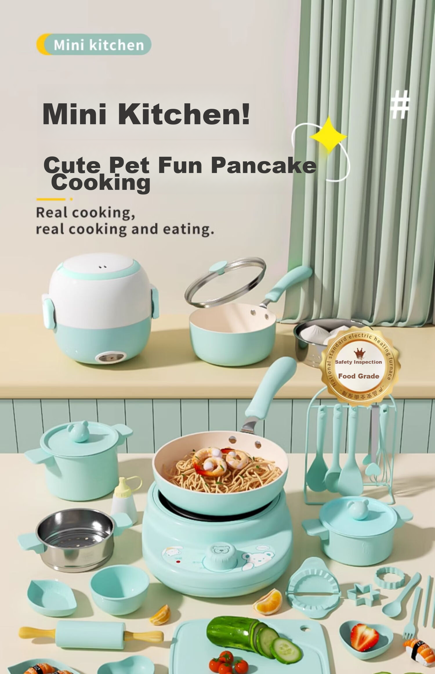 Shiwanzhenzhu Mini Kitchen Real Cooking Set, Edible Kitchen Playset, Birthday Gift for Boys And Girls Aged 7-14 1