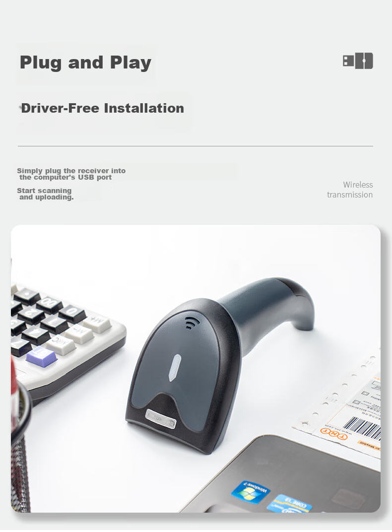 NTEUMM Wireless 1D Barcode Scanner for Warehouse, Express Delivery, Product Barcode, Screen Payment Code Scanner, Supermarket Cashier Barcode Scanner W6 4