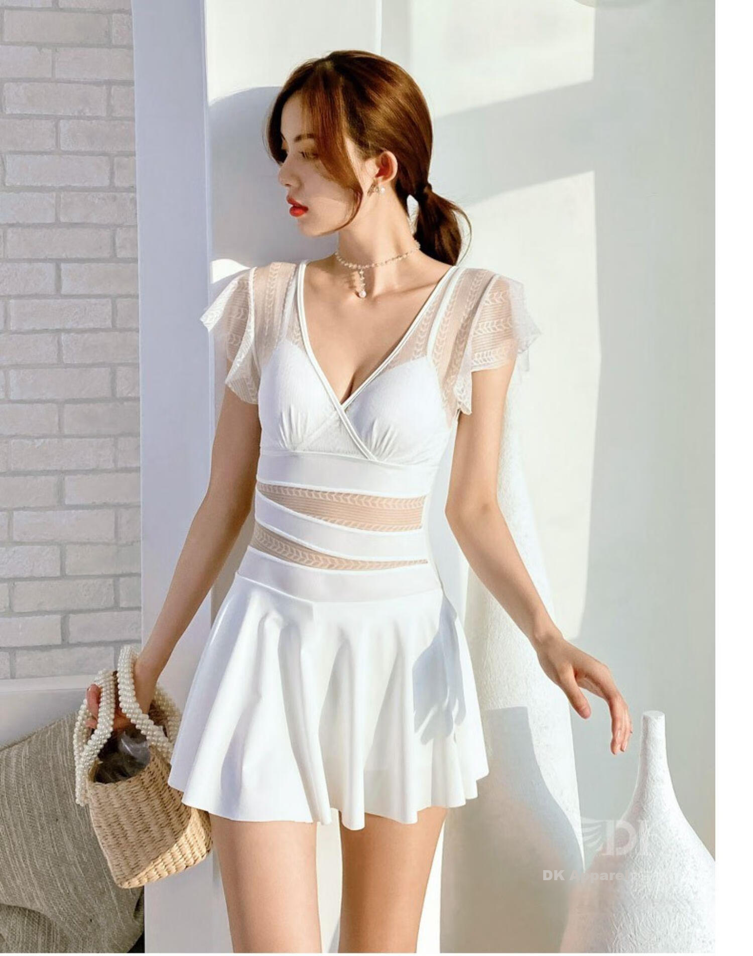 DK Swimsuit for Women, 2026 New Style, Sexy Push-Up, Conservative, Tummy-Concealing, Slimming, One-Piece Dress-Style Hot Spring, XL 13