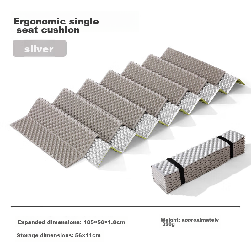 CAMEL Outdoor Camping Egg Tray Mat, Tent Sleeping Pad, Foldable Seat Cushion, Ground Mat, Shell-Shaped Moisture-Proof Seat Pad, Silver Floor Mat