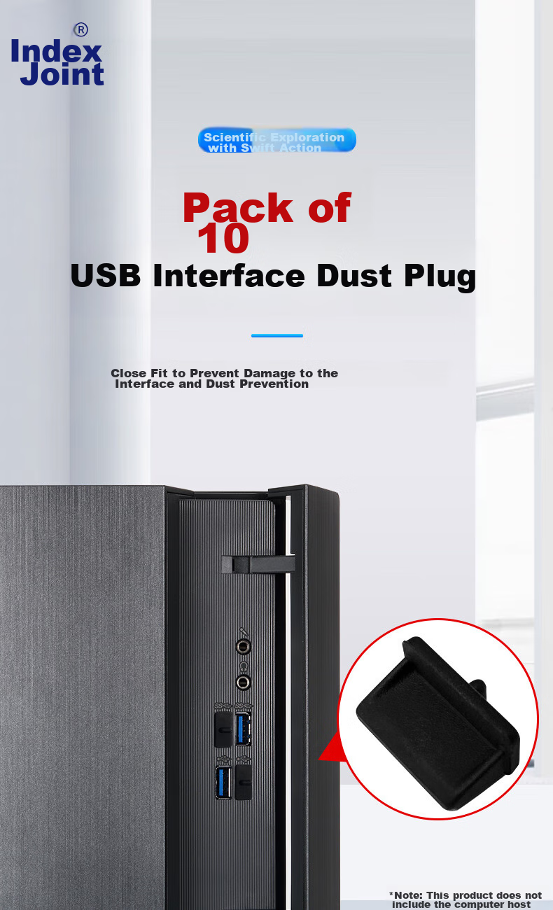 Suoli USB Dust Plug, USB Sealing Plug, USB Port Protector, Laptop USB Dust Cover, Removable Silicone Material, Black (Pack of 10) BU10 1