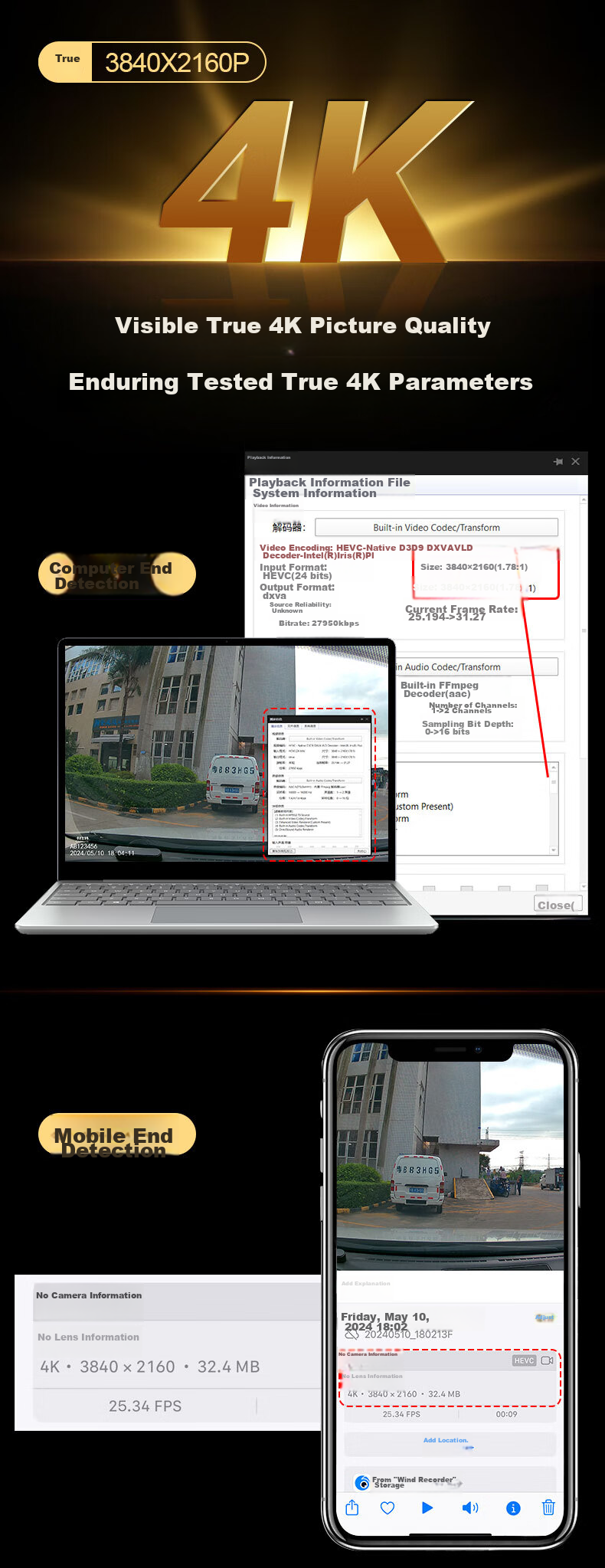 Weilute 4G Sentry Mode, Self-Driving Recorder, 360-Degree Panoramic 24-Hour Parking Monitoring, SONY Rearview Mirror 3