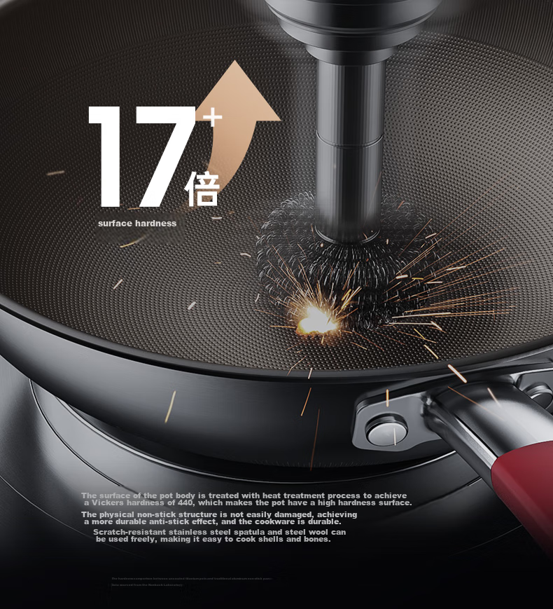 Kobach Pure Titanium Wok, Non-Stick Pan, Frying Pan, Flat Bottom Pan, Uncoated Titanium Pan, Compatible with Induction And Gas Stoves, 30cm 4
