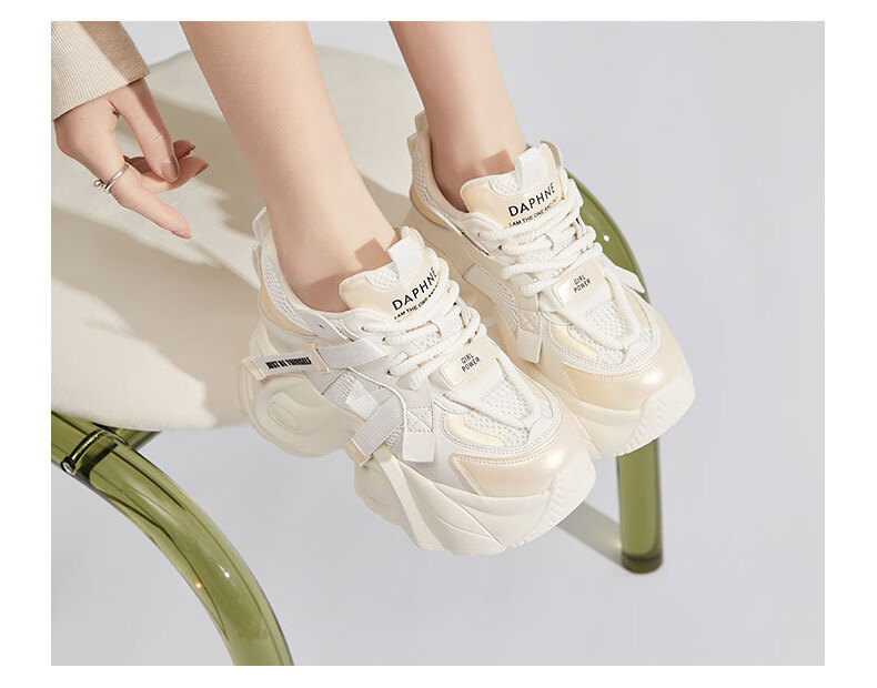 Daphne Retro Platform Hidden Height Increase Dad Sneakers for Women Slimming and Height Enhancing Casual Sports Shoes Black Size 35 8