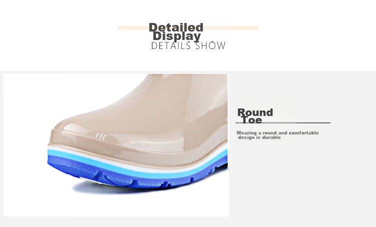 Huili Women's Tall Rain Boots, Fashionable Outdoor Wear-Resistant Non-Slip Rubber Shoes, Waterproof Boots, Long Rain Boots 03-1 Ka Zhong 38 10