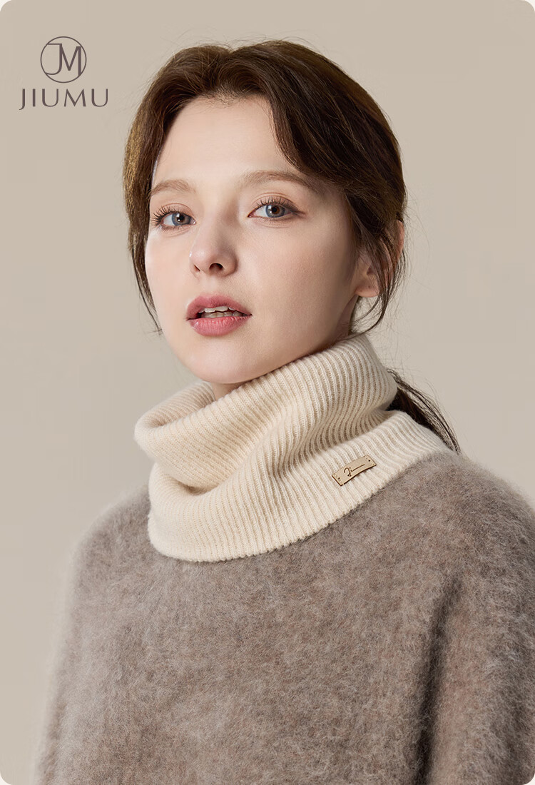 JIUMU Pure Wool Warm Neck Gaiter for Women, Autumn And Winter Thickened Cold-Proof Neck Protector, Winter Outdoor Scarf for Wome 1