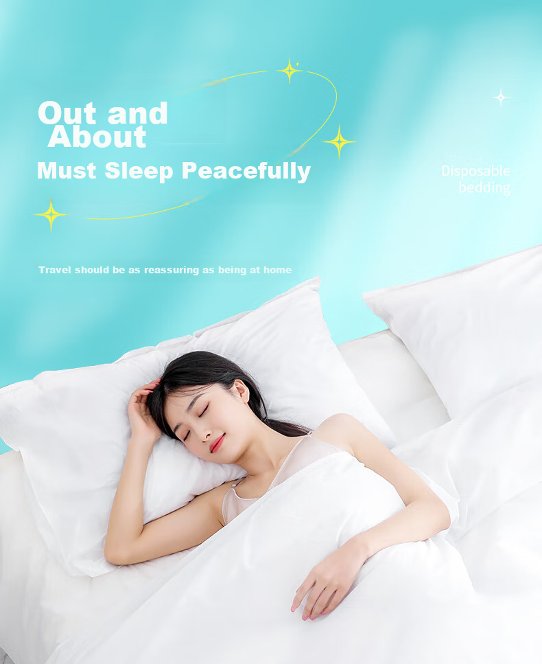 Siwangongli Disposable Sleeping Bag, Single Thickened Hotel Hygiene Pillowcase, Bed Sheet, Duvet Cover, Travel Disposable Bedding 4