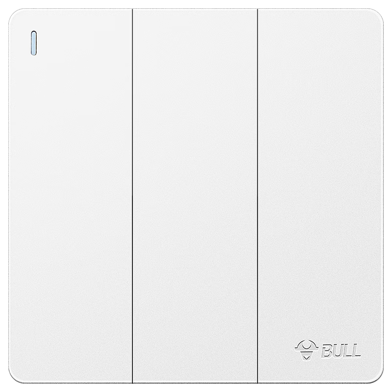 BULL Switch Socket, G12 Series, Three-Gang Double Control Switch, 86-Type Concealed Installation Large Panel G12K312, Twilight Snow White