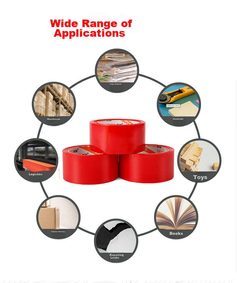 Sitoo [High Cost-Effective Boxed Tape], Whole Box of Adhesive Tape, 60 Rolls Red Tape, Marking Classification Transparent Tape, Packaging Tape, Cutting Tool, Express Delivery Tape, Thickened And Sticky 9