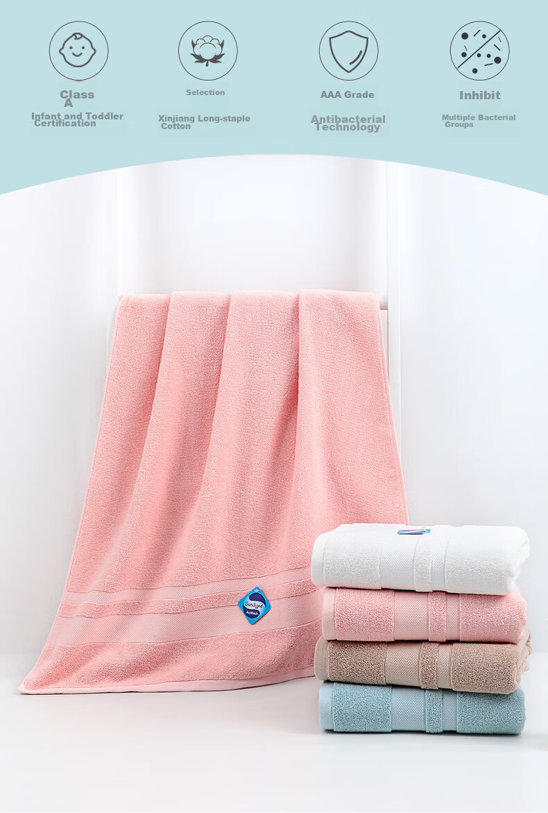 Grace AAA-Grade Antibacterial Bath Towel, Pure Cotton, for Men And Women, Quick-Drying Absorbent Sports Towel, Combed Cotton Wrap Towel 2