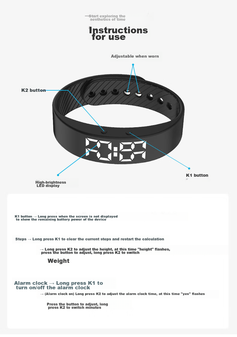 ZGO Electronic Watch, Smart Sports Bracelet, Vibration Alarm, Waterproof, for Running, Middle And High School Students, Rechargeable Watch for Men, 663 16