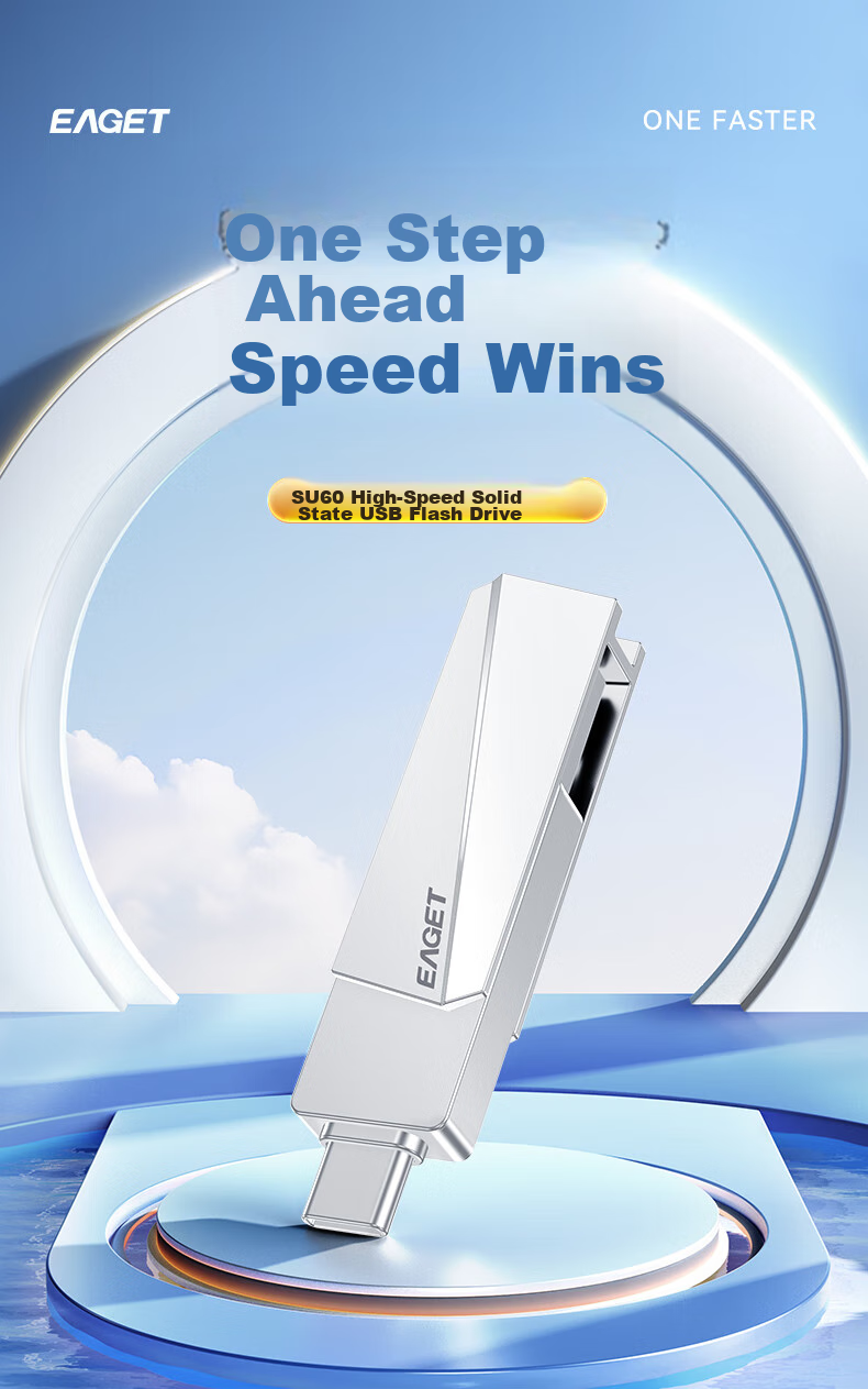 EAGET 256GB Dual Interface Solid State Flash Drive, High Speed up to 560MB/s, USB3.2 Type-C Dual-Use for Phone And Computer, Large Capacity Office USB Drive SU60 Compatible with Huawei And Apple 2