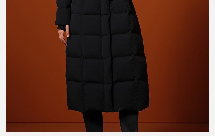 Tanboer Women's Long Hooded Goose Down Coat Thickened Waist Winter Business Warm Down Jacket 898 Black Size 165 27