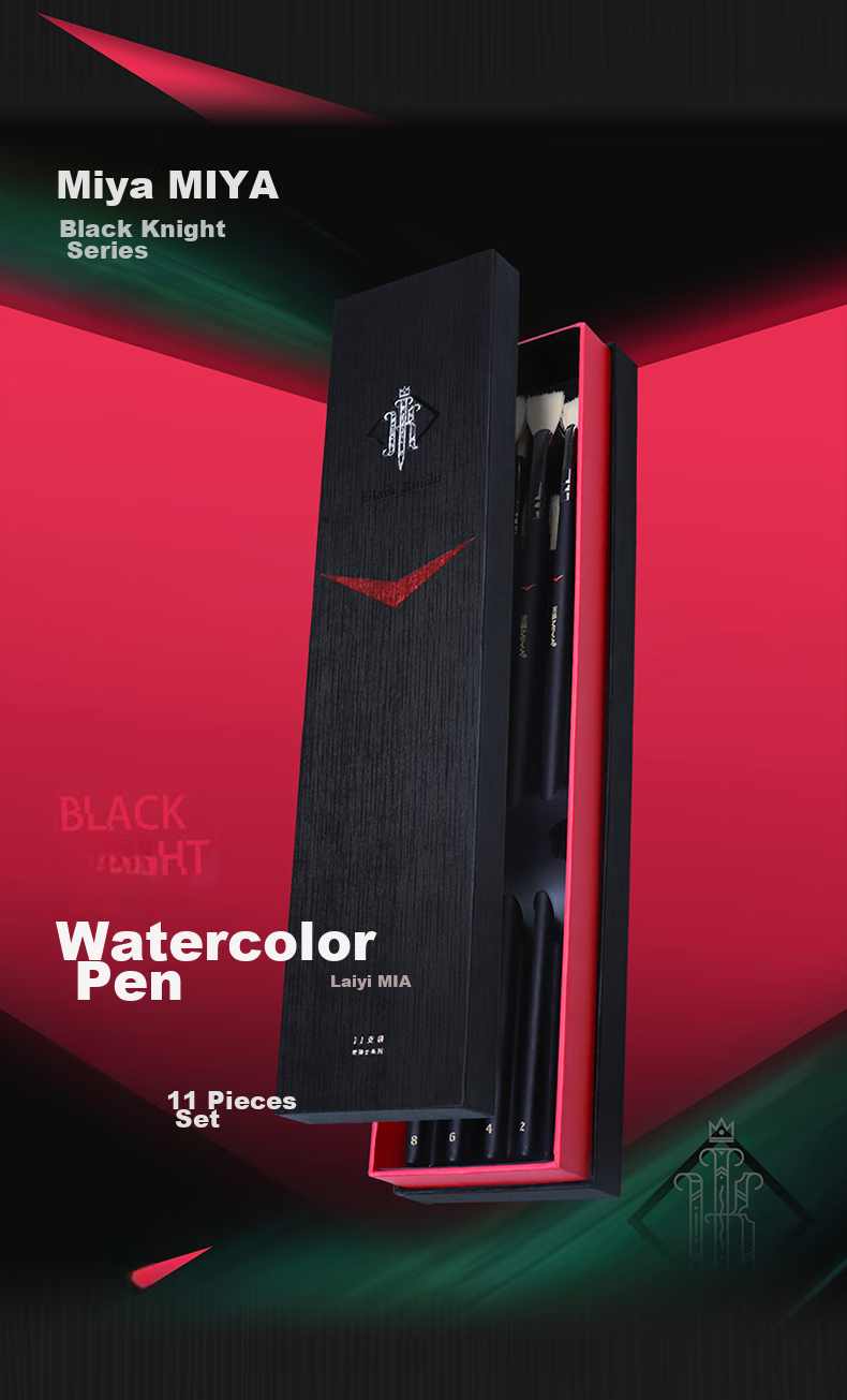 [Lowest Price Online] MIYA (MIYA) Black Knight Gouache Pens, 11-Pack Set, for Gouache Acrylic Oil Painting, Art Exam Preparation, Beginner Paintbrushes, Sketching, Marker Drawing 1