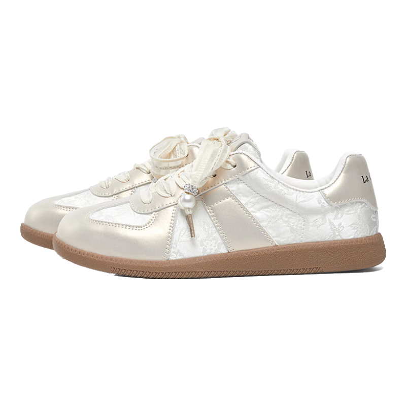 La Chapelle Women's Shoes, Chinese Style White Sneakers for Women, New Versatile Dexun Shoes, Low-Top Soft-Soled Casual Shoes-DX019 Beige 39
