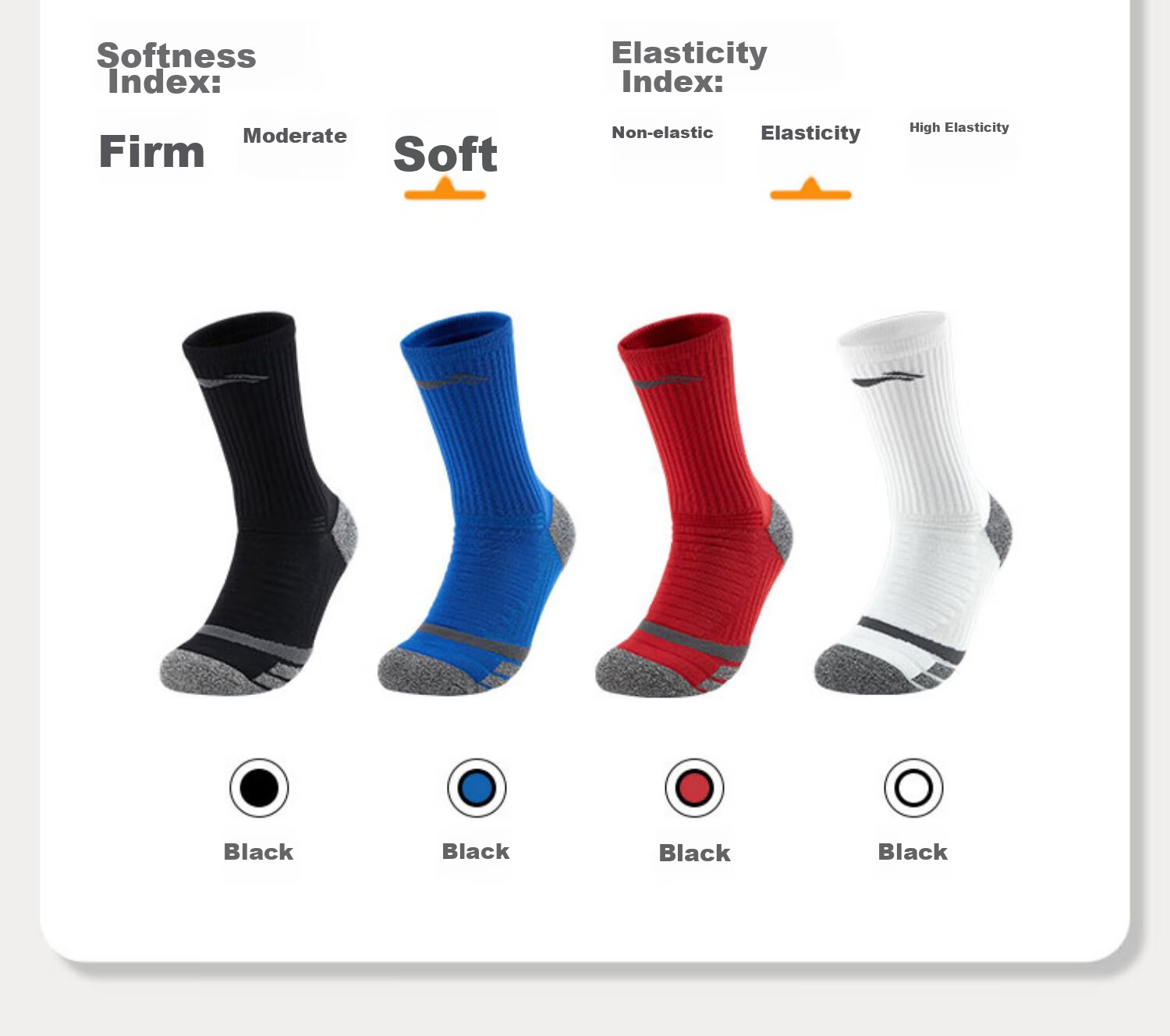 Li-Ning Basketball Socks for Men And Women, Sports Socks with Terry Bottom for Running (Black And White, 2 Pairs), Durable Non-Slip Elite Socks 32