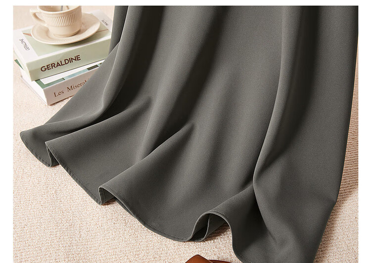 Dme [Tongqun A-Zi Umbrella Skirt] Spring And Autumn Waist-Cinching Midi Skirt, Simple Half Skirt for Women, Gray-Green, L 13