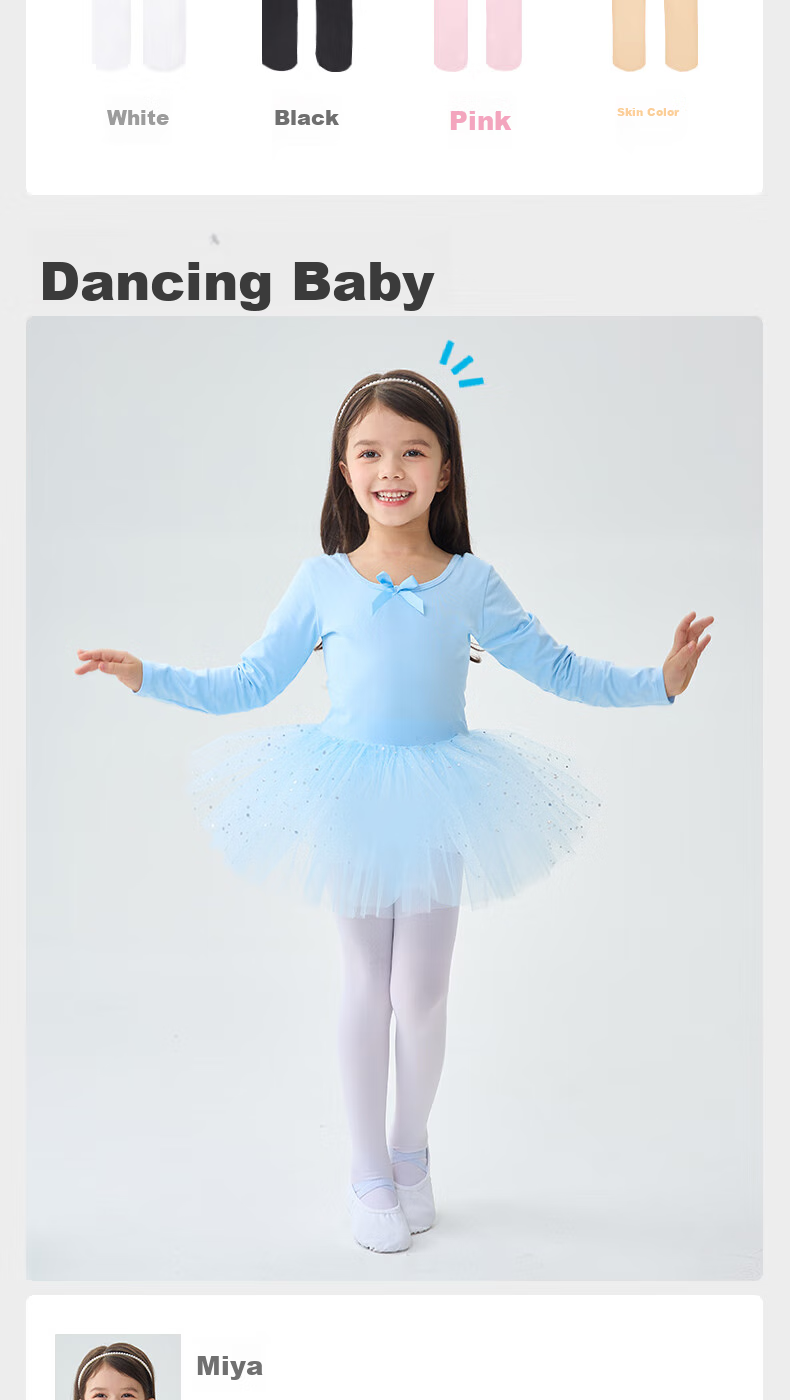 Ailatu Children's Dance Tights for Girls, All-Season Versatile Leggings, Practice Socks, Exam Tights for Students, White Socks 3