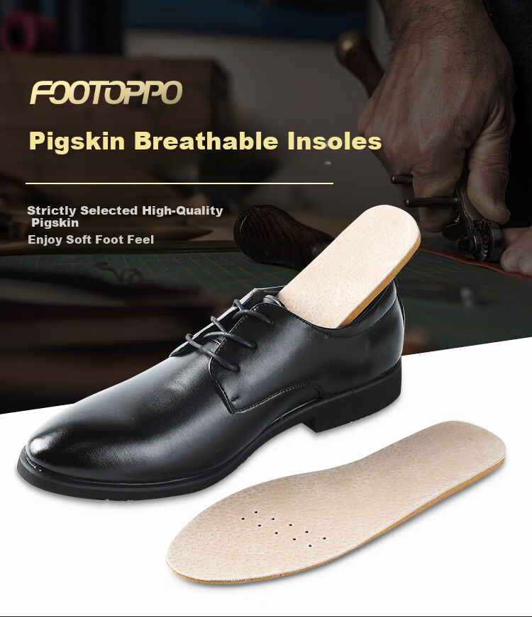 FOOTOPPO Leather Shoe Insoles for Men And Women, Genuine Leather Sweat-Absorbing Thin Breathable Foot Cushioning Functional Casual Leather Insoles, Thickened 1