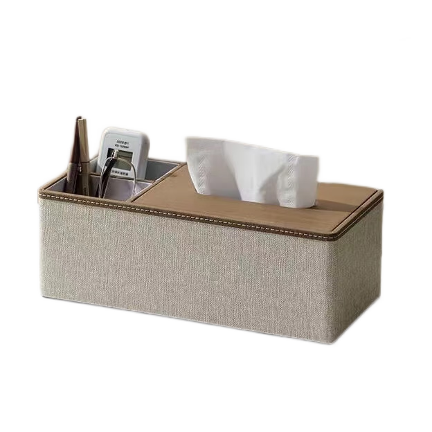 Youjialiangpin Tissue Box, Living Room Tissue Holder, Coffee Table Remote Control Storage Box, Desktop Pen Holder, High-End, Gray Wood Grai