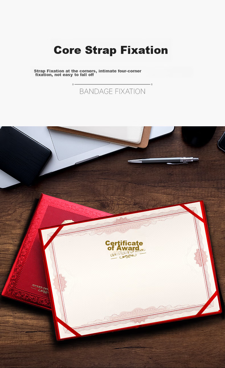 Befon Diploma Certificate Cover, Exquisite Gold-Stamped Honorary Certificate with One Inner Page, Outstanding Employee Student Award Certificate, Office Stationery, 12K Single Book Pack 2624 6