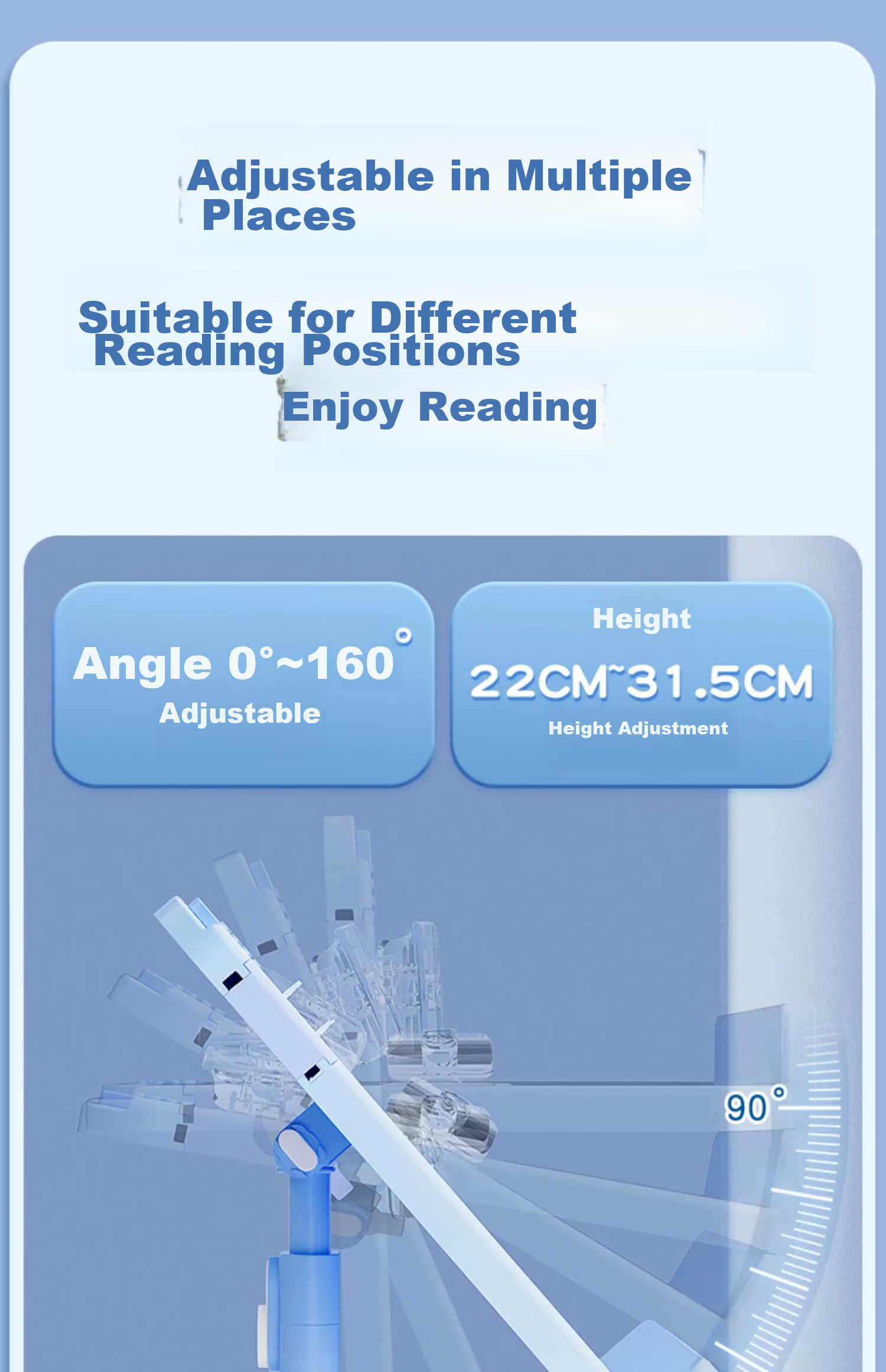 Mingyu Reading Stand, Children's Picture Book Holder, Desktop Adjustable Height, Student Learning Aid, Book Clamping Device, Extendable Book Stand, Birthday Gift 6