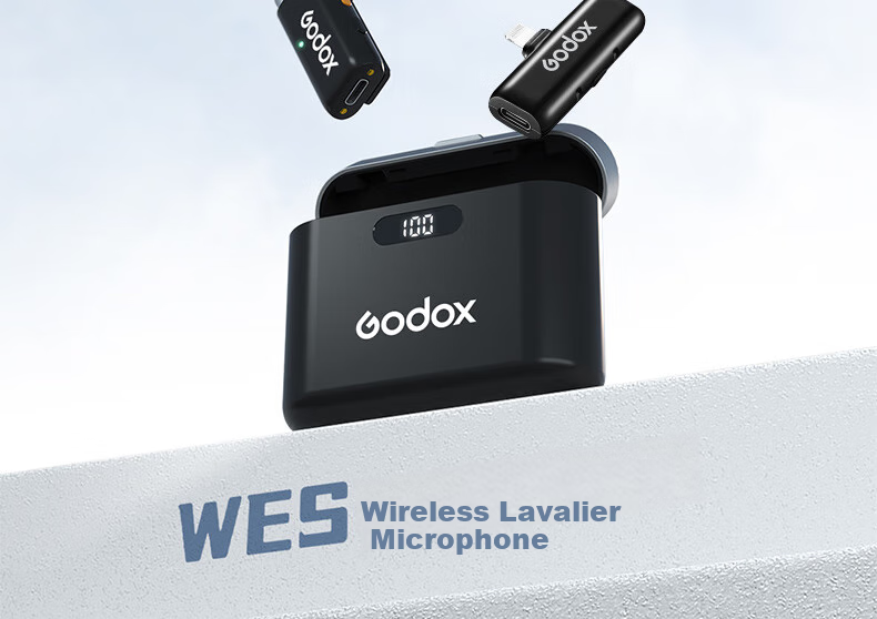 Godox WES Wireless Microphone, Portable Clip-On, for Outdoor Interviews And Recording, Suitable for Various Streamers And Live Broadcasts, Noise Reduction Sound Card, One-To Lighting Versio 2