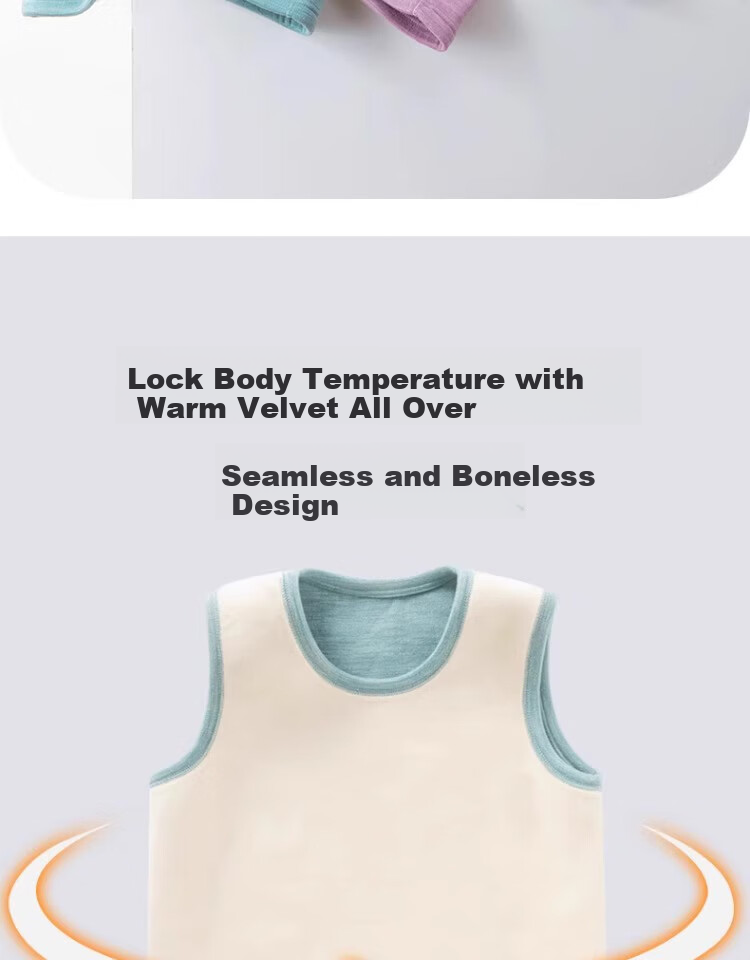 NUBIWU Children's Vest, Girls' Autumn And Winter Fleece-Lined Warm Undershirt Vest, Baby Thickened Close-Fitting Underwear, Boys' Clothing 2
