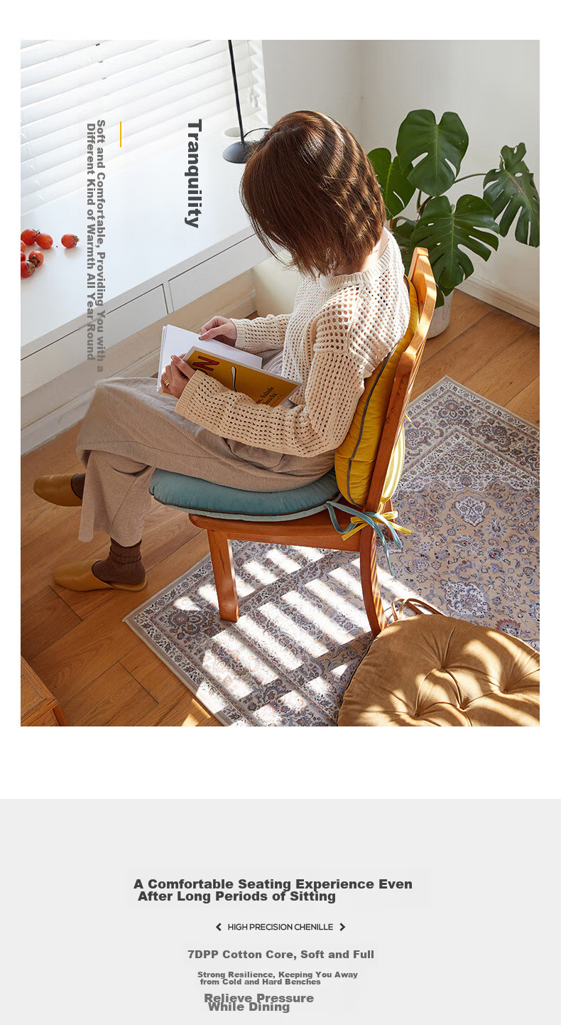 Fanyejia Thickened Chair Cushion, Office Long-Sitting Comfortable Seat Pad, Tatami Mat for Bay Window, Meditation Pillow, All-Season Universal Chair Cushio 5