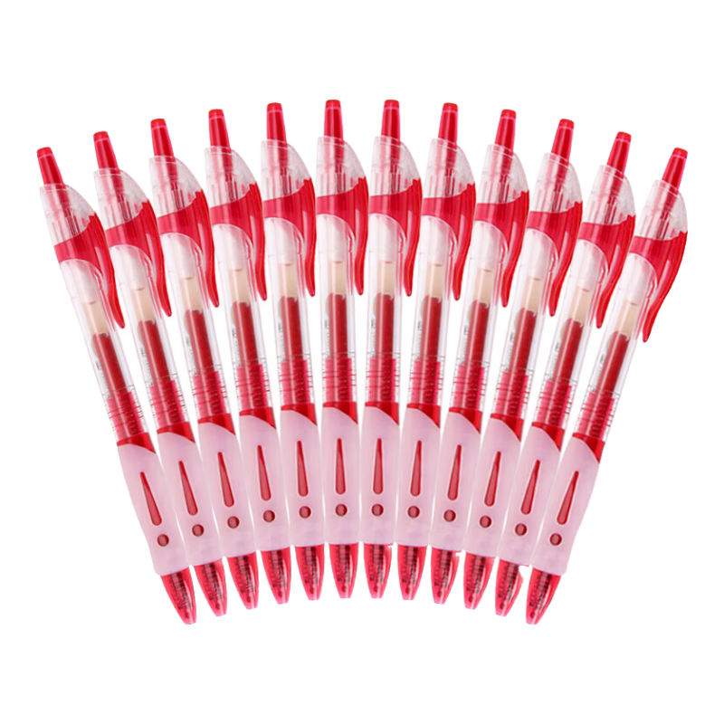 M&G GP1163C Retractable Gel Pen, 0.5mm Red Bullet Tip, Push-Button Business Office Signing Pen, Exam Rollerball Pen, 12 Pcs