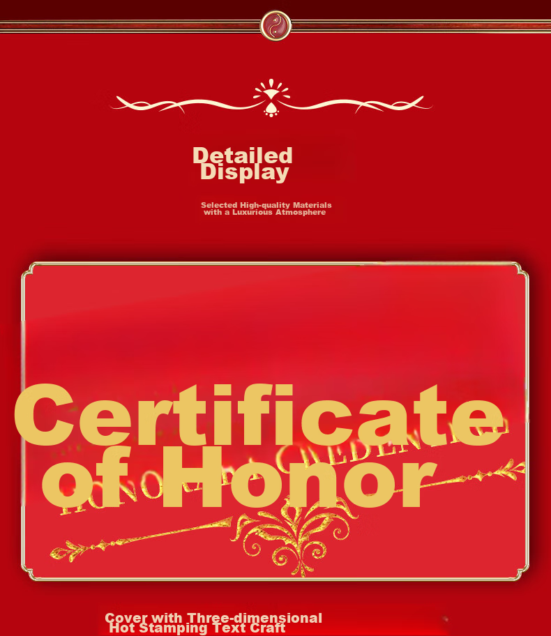 Kelangxinsheng [Best-Selling Online] Classic Gold-Stamped Printed Honor Certificate Award Certificate Cover Leather Gift Box Set 8K 1 Book [With 2 Inner Pages] 8
