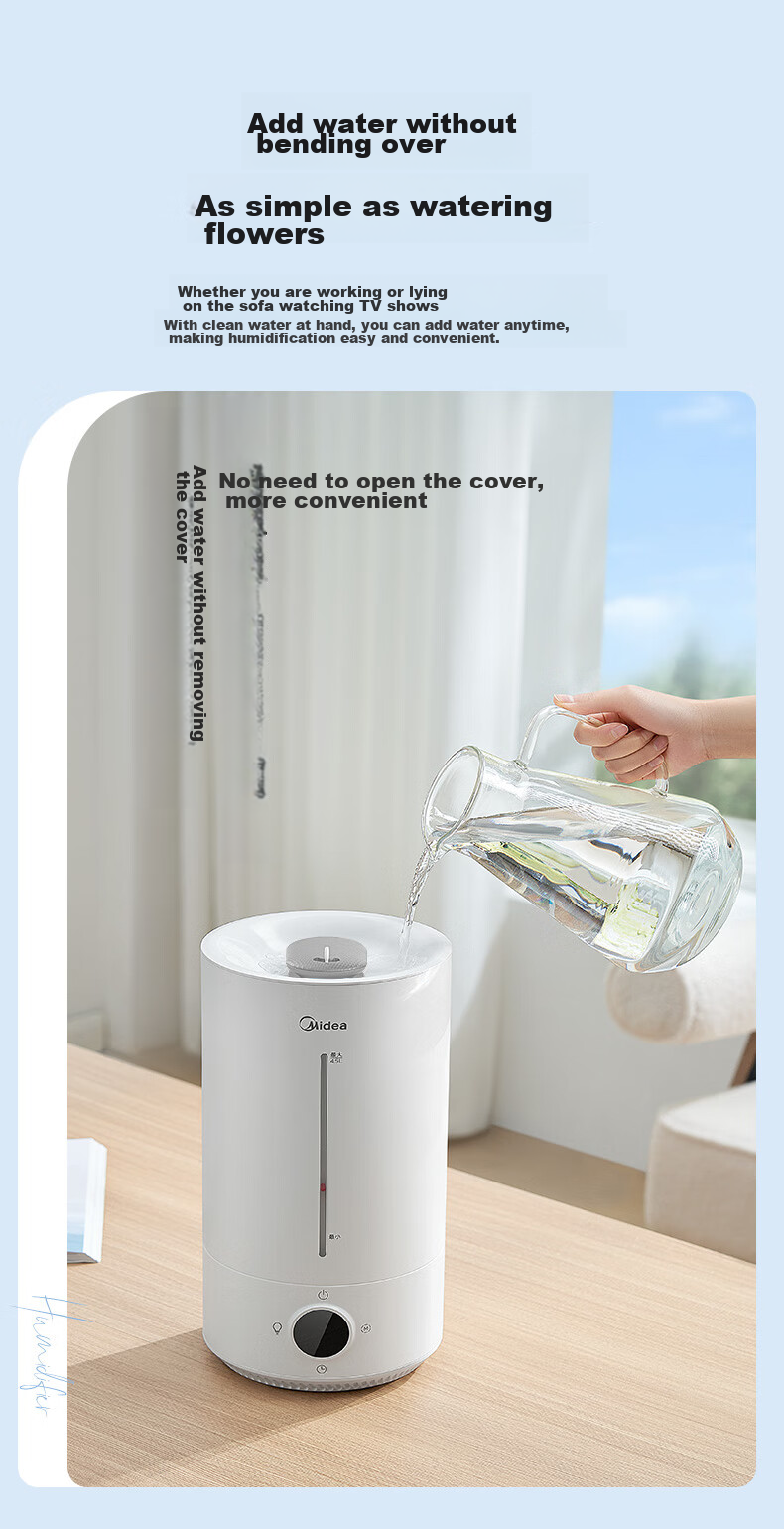 Midea [Ultraviolet Sterilization] Humidifier Air Purifier for Bedroom Home Use Large Capacity Pregnant Women Babies Office Desk Quiet Small Mist Sprayer Birthday Gift S-UV98K 16