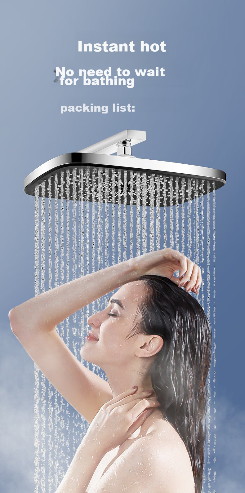 MeiLing Instant Hot Water Heater Mini Kitchen Treasure Fast Heating Household Electric Water Heater 5500W Adjustable Temperature Bathroom/rental House Shower No Storage Water Heater MJR-DC5550S 3
