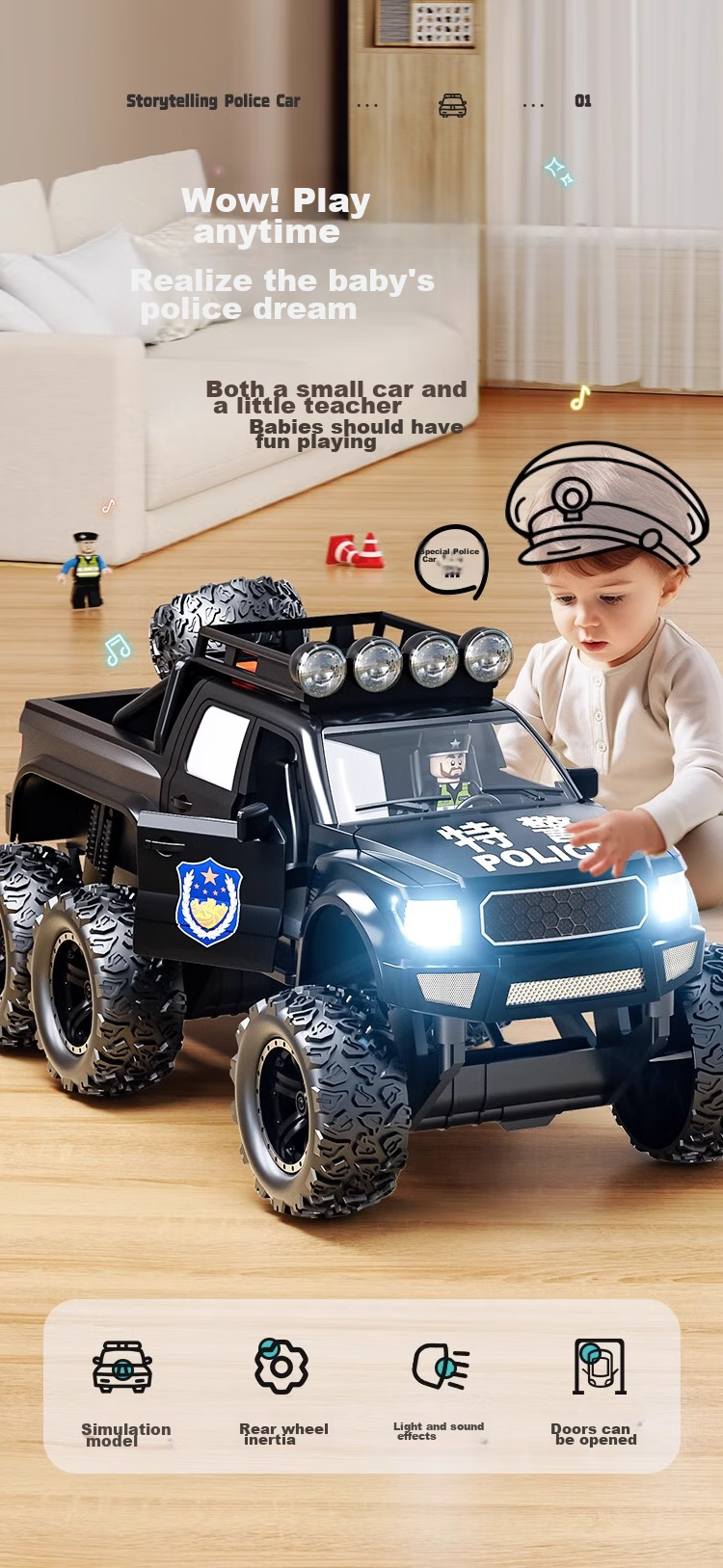 Mabao Twin Children's Day Gift Cloud Ladder Fire Truck Toy 1-3-6 Years Old 2 Models Realistic Water Spray Car for Boys 1