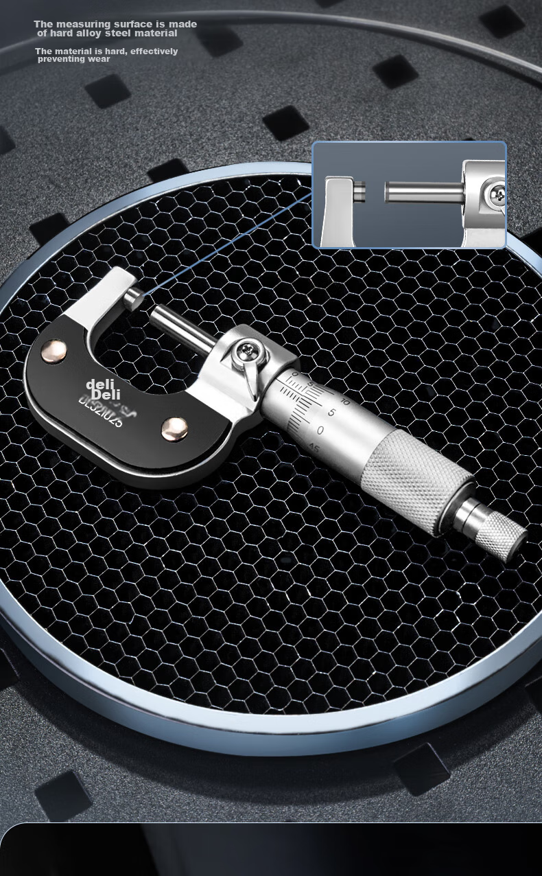 Deli High-Precision Mechanical Screw Gauge, Micrometer, Thickness Gauge, Vernier Caliper 9