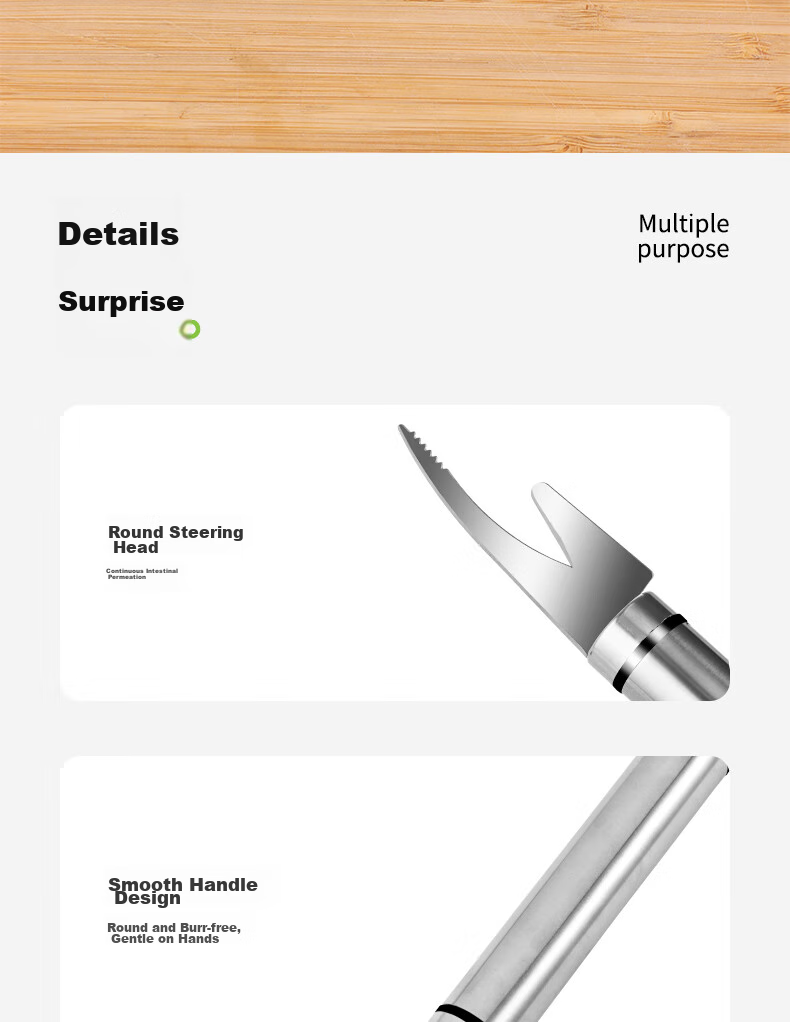 BJ 304 Stainless Steel Shrimp Deveiner Tool, Double-Ended Shrimp Deveiner Knife, Longan Pit Remover, Prawn Deveining Knife 10