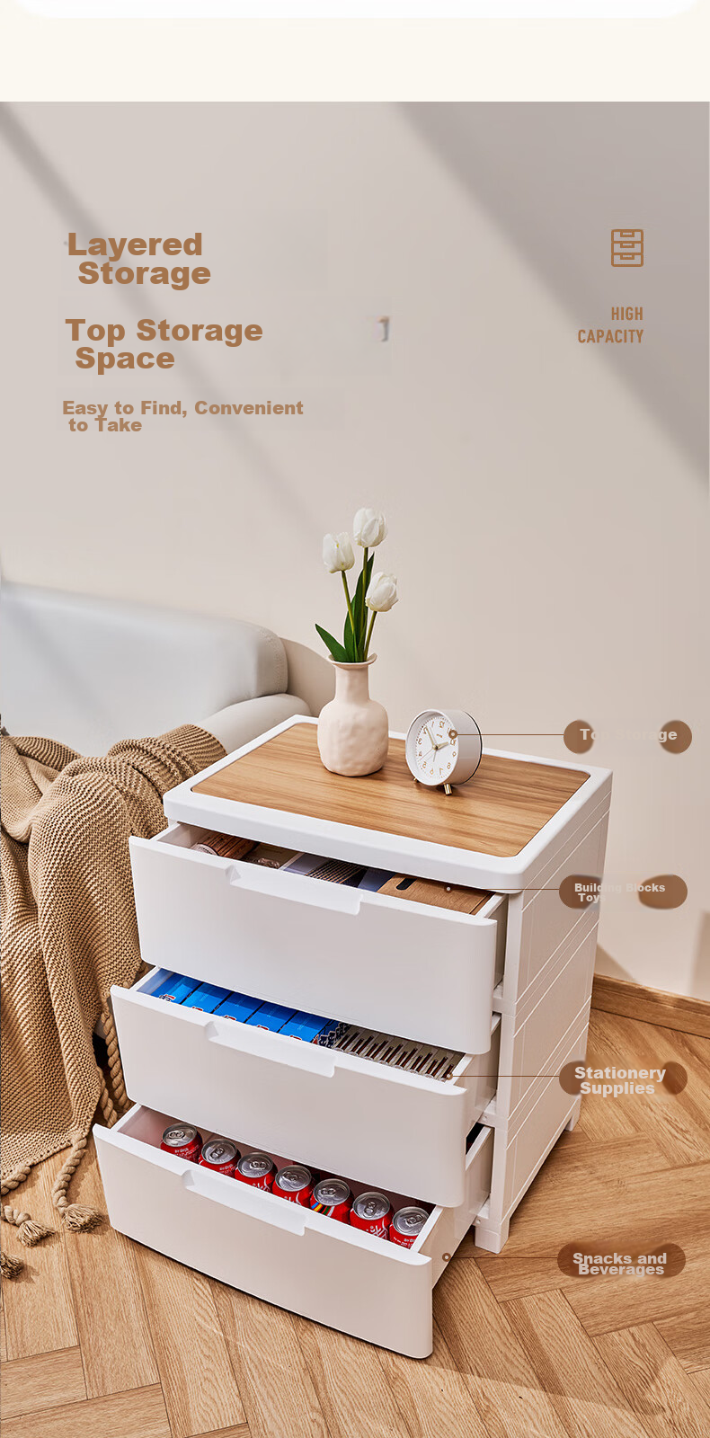 JEKO&JEKO Drawer Storage Cabinet for Bedroom And Living Room, Wardrobe, Bedside Table, Toy And Snack Organizer, Five-Drawer Chest with Five Layers 8